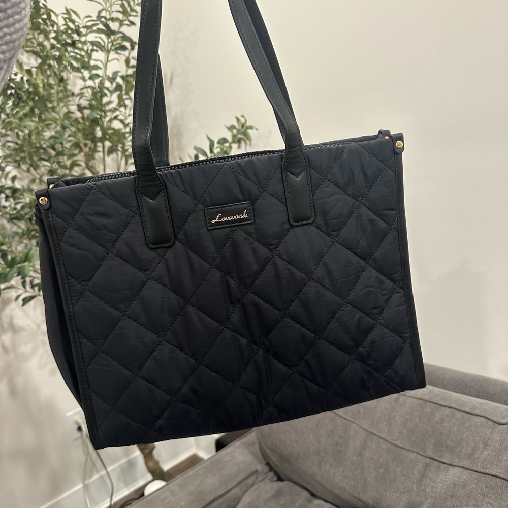 Black Quilted Laptop Tote Bag